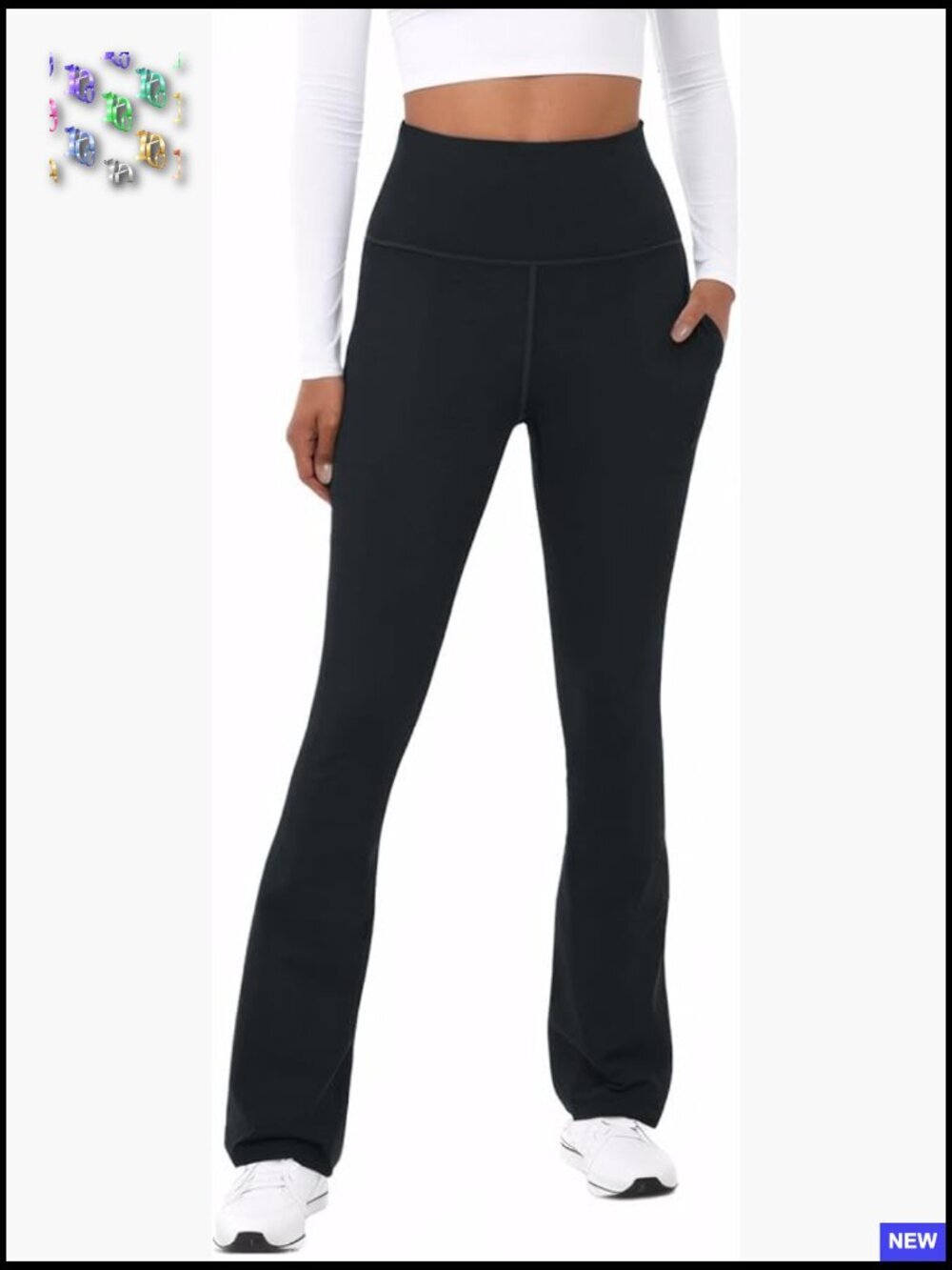 High Waist Flare Yoga Pants Bootcut Leggings with Pockets Workout Wide Leg